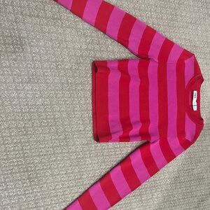 Zara Vibrant Red and Pink Striped Top